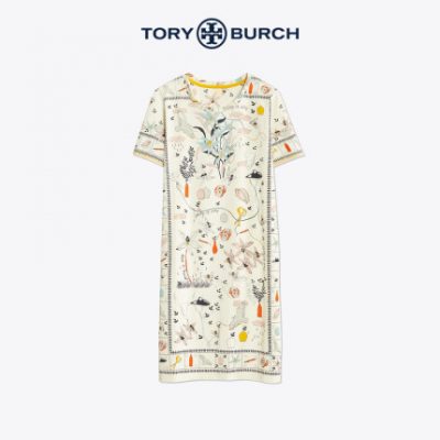 TUR BURCH Tang Liboqi 2019 đầu mùa thu mới của phụ nữ in áo thun ngắn tay 55246