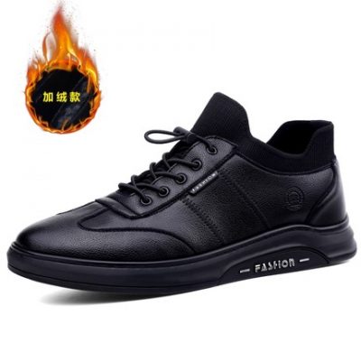 Giày nam Giày thủy triều mùa đông Hàn Quốc hoang dã cộng với giày nhung ấm áp Giày cotton nam Giày da đế mềm đế giày thể thao nam giản dị