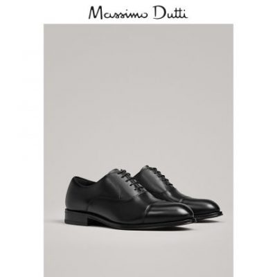 Giày nam Massimo Dutti - Khuyến mãi mùa thu và mùa đông - Giày da oxford màu đen - Giày nam mới chính thức 16200022800