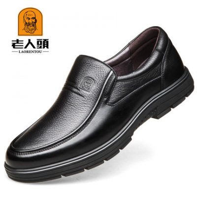 Ông già da giày da nam mùa đông trung niên và ông bố già giày cỡ lớn cộng với giày nhung nam đế dày kinh doanh giày da bình thường