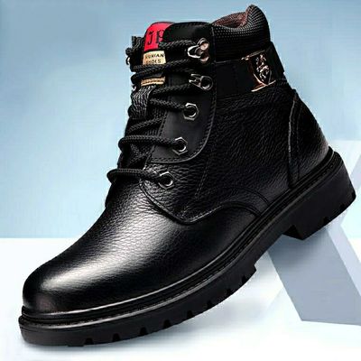 Giày bốt mùa đông Martin giày nam cao cổ phong cách Anh Giày da cao cổ cộng với nhung bông ấm đôi giày tuyết dụng cụ ủng ngắn