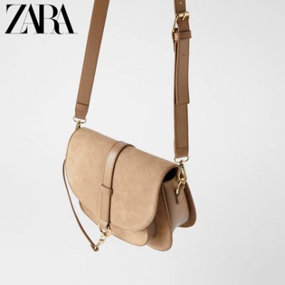 ZARA Túi dành cho nữ New Summer Summer Suede Suede Da cừu Oval Shoulder Bag 18401004002
