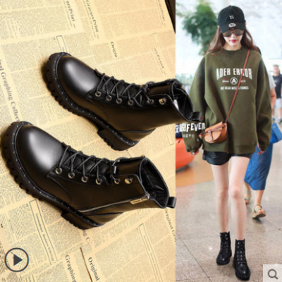 Giày nữ mới 2019 Giày cao cổ nữ Giày cao gót Martin cùng ngôi sao ngắn cùng giày cotton tuyết cho nữ