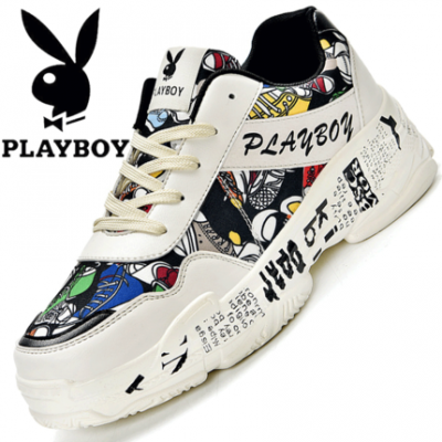Giày thể thao nam Playboy giày thể thao giản dị mùa đông cộng với nhung phiên bản Hàn Quốc của xu hướng graffiti hoang dã giày cha