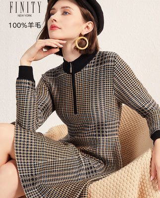 Đầm dự tiệc năm mới 2019 Đầm dệt kim mỏng hợp thời trang với váy len mỏng mùa thu đông mùa thu