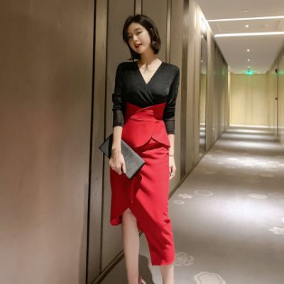 Châu Âu và Hoa Kỳ năm 2019 phụ nữ tiệc mùa thu nữ gói hông trưởng thành gió eo là đầm mỏng trí tuệ