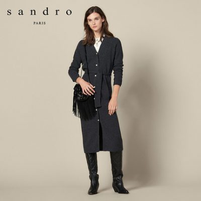 Sandro2019 mùa thu và mùa đông phụ nữ mới len và cashmere dài dệt kim SFPRO00560