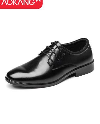 Giày da nam Aokang mùa đông cộng với nhung bên trong bằng da thật chính hãng kinh doanh điểm nhấn giày da nam cỡ lớn