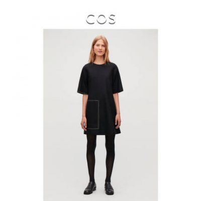 COS Women A Word Wool Blend Short Dress Dress Black 2019 Fall Winter Mới 0791213003