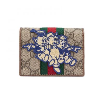 Gucci Women's Double G Ba chú heo nhỏ Màu đỏ sọc xanh ví 189303