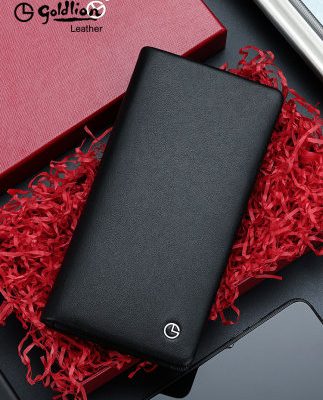 Ví vàng nam ví da dài lớp da bò đa năng ví mỏng phần dọc ví đa thẻ nam