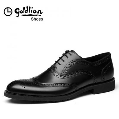 Giày nam Jinlilai Giày da khắc Brock giày xu hướng Anh Giày da nam kinh doanh giày ren-up chính thức