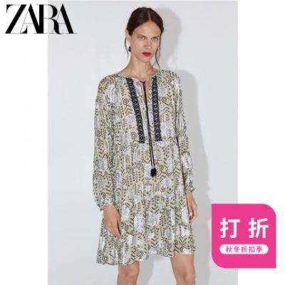 ZARA Phụ nữ mới mùa thu và mùa đông Giảm giá In Mini Dress 05107240500