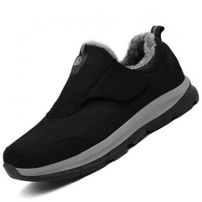 Giày vải mùa đông Bắc Kinh nam cộng với giày cotton nhung ấm áp 40 tuổi cha 50 người già giày tuyết 60 ông nội chống trượt