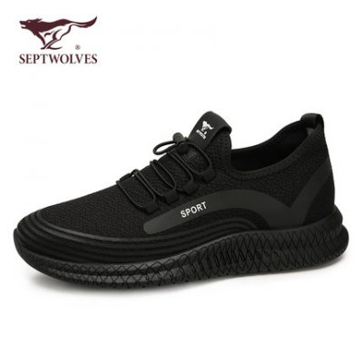 Bảy con sói giày nam mùa đông Giày thủy triều hoang dã Giày thể thao nam giản dị Giày da nam màu đen 2020 mới