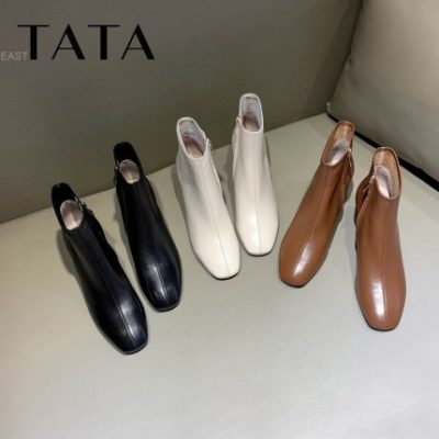 giày nữ TATA đông 2019 mùa thu và mùa đông vớ mới, giày cao cổ mỏng và giày mỏng của cô ấy và cửa hàng chính thức của anh ấy