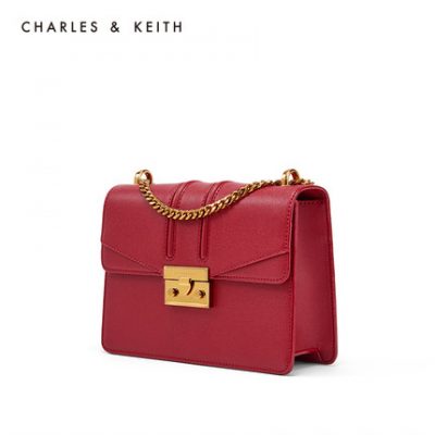 CHARLES ＆ KEITH Bacchus Bag CK2-20160069 Retro Chain Messenger Vai Nữ Túi nhỏ hình vuông Túi cưới