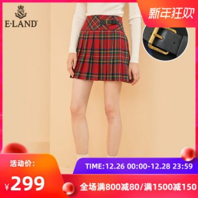 ELAND2019 thu đông mới kiểu váy Học viện Anh kiểu váy xếp li nữ EEWH949H1C