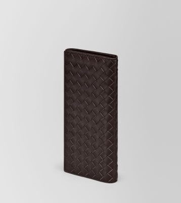 Ví da nam dệt màu nâu sẫm BOTTEGA VENETA