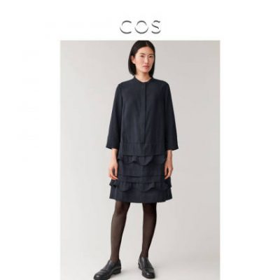 Váy nữ xù lông nhiều lớp COS Women Navy Blue 2020 Mùa xuân mới 0846830001