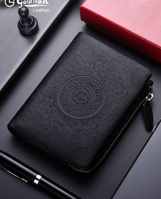 Ví vàng ví nam dây kéo da ngắn Ví nam xu ví da thời trang 2019 ví mới thủy triều