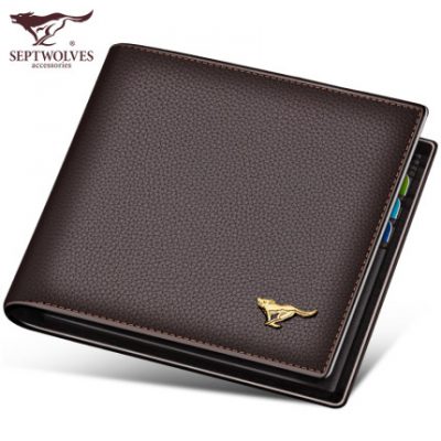 Ví bảy ví nam ngắn 2019 mới chính hãng da chính hãng lớp da đầu tiên ví ngang phần thương hiệu ví kinh doanh