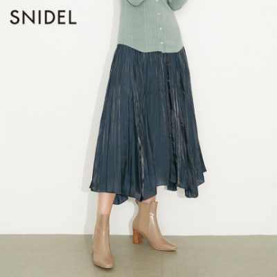 SNIDEL2019 thu đông mới eo ngọt ngào co giãn không đều váy xếp li sáng màu SWFS195109