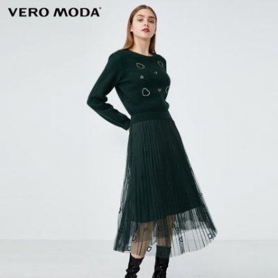 Vero Moda2019 mùa thu và mùa đông mới retro cổ áo trang trí rhinestone dệt kim | 319446546