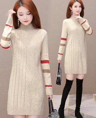 Váy len với áo khoác 2019 thu đông mới Thời trang Hàn Quốc lỏng lẻo nhỏ cơ sở váy len dệt kim