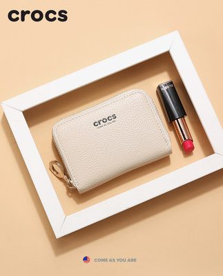 Hoa Kỳ crocs da thẻ trường hợp phụ nữ nhỏ gọn ví tiền dây kéo mini đầu lớp da bò túi công suất lớn