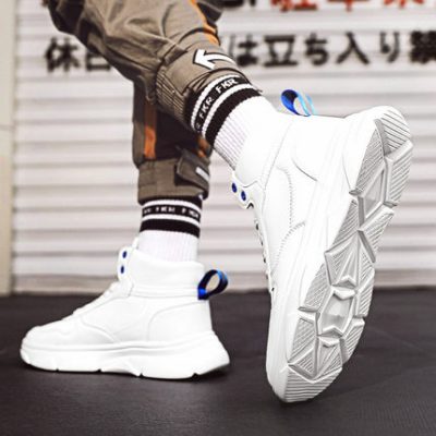 Giày cao cổ nam giày nam mùa đông 2019 Giày hoang dã mới giày thể thao nam phiên bản Hàn Quốc của giày trắng nam