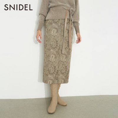 SNIDEL2019 mùa thu và mùa đông mới retro eo cao thêu hoa mỏng SWFS195125