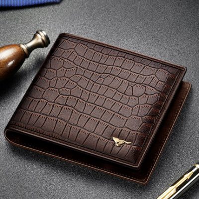 Ví bảy con sói ví nam da ngắn kinh doanh ví da cá sấu mặt cắt ngang ví nam 2019 mới