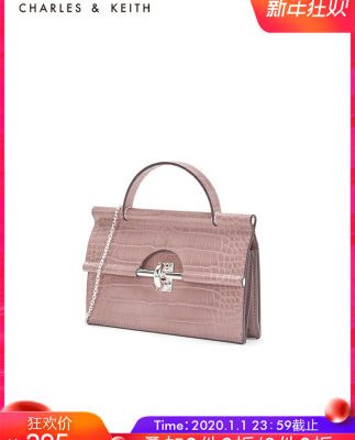 CHARLES ＆ KEITH2019 mùa thu đông mới CK6-10770389 khóa kim loại túi xách tay nữ túi đeo vai