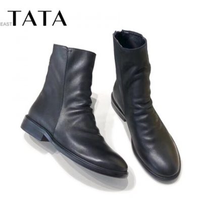 giày nữ TATA đông 2019 mùa thu và mùa đông mới Martin giày da nữ và giày cửa hàng chính thức của anh ấy ck-1