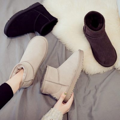 Giày da tuyết nữ 2019 thời trang mới mùa đông cộng với giày nhung cotton ngắn boot dày đáy ống ngắn cotton dày ủng mùa đông