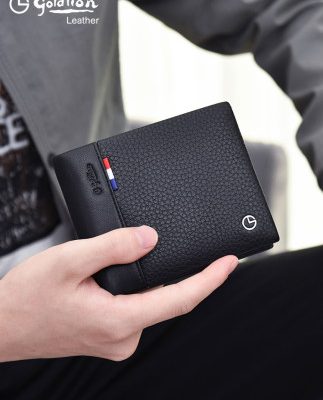 Ví nam Jinlilai 2019 Mới Da ngắn Thời trang Ví ngang Nam Da nam Thanh niên giản dị