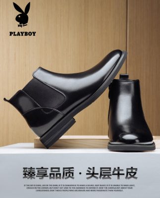 Playboy mùa đông cộng với nhung cao cấp giày nam kinh doanh giày cotton nam Martin boot da Chelsea boots British