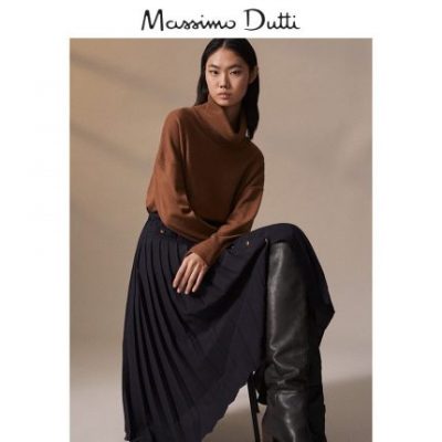 Năm mới Limited Massimo Dutti Women Váy tôn dáng màu xanh đậm 05221501462