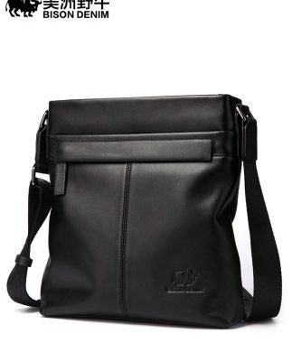 American Bison Leather Men Bag Bag Shoulder Bag Hợp thời trang Hàn Quốc Kinh doanh dọc Nam Túi thông thường