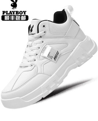 Giày nam Playboy mùa đông cộng với nhung ấm đen thể thao giải trí tăng giày cotton du lịch chống trượt đế dày