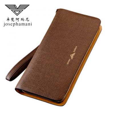 Zhuo Fan Armani Ví nam dài bằng da Dây kéo nam Túi xách đa năng Dung lượng lớn Ly hợp Túi thủy triều Thương hiệu
