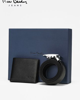 Ví da Pilkadan vành đai hộp quà tặng nam đặt tự động khóa thắt lưng đầu lớp da bò ví ngắn