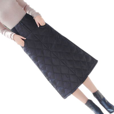 Mùa thu và mùa đông xuống váy cotton nữ dày A-line váy ấm eo cao váy mid-quilted váy Một kiểu váy mid-length