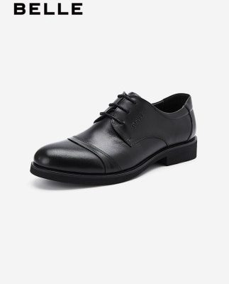 Giày công sở Belle giày da nam tròn đầu giày cưới Giày da bình thường 3UX01CM5