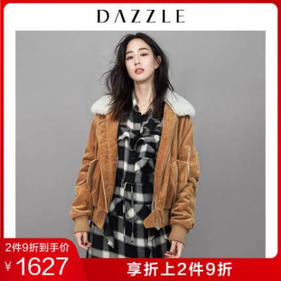 DAZZLE yếu tố mặt đất 2019 thu đông và phong cách mới Zhang Junning với cùng một chiếc váy liền thân lưới nữ 2G3O6253A