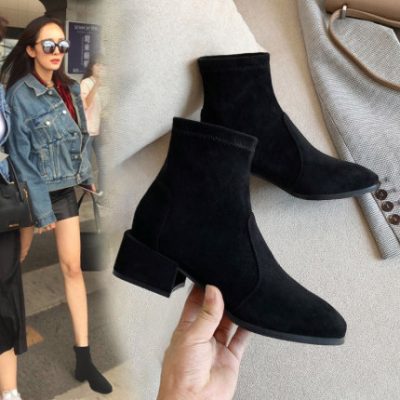 Giày cao gót đế dày màu đỏ 2019 mùa thu và mùa đông Giày bốt Martin mới hoang dã với giày cao gót nữ mỏng và mỏng mùa thu