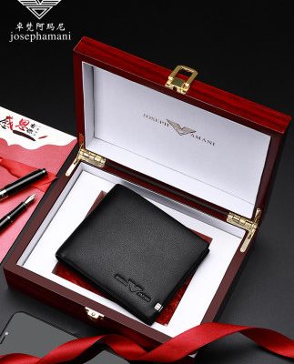 Ví chính hãng Zhuo Fan Armani Ví nam 2019 Da mới Ví ngắn Thương hiệu Quà tặng Giáng sinh cho nam