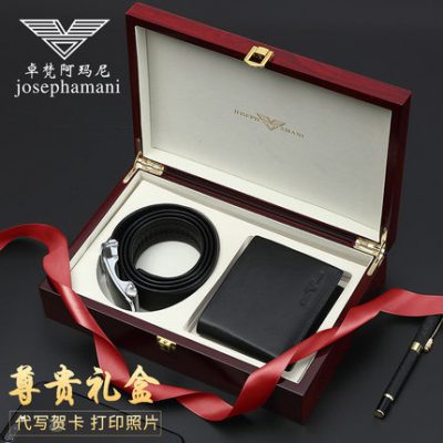 Hộp quà tặng chính hãng Zhuo Fan Armani Đặt ví da ngắn cho bạn trai Quà tặng sinh nhật