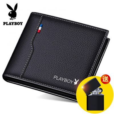 Ví ngắn Playboy nam thanh niên Hàn Quốc ví da công suất lớn thủy triều lớp sinh viên ví da đầu tiên